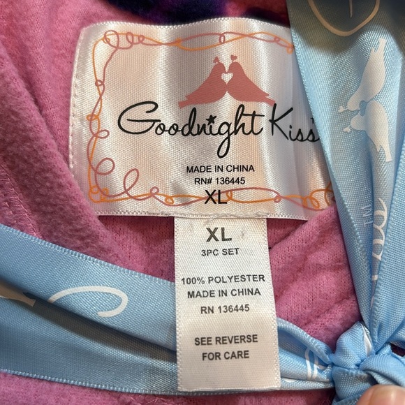NWT Goodnight Kiss Fleece 3 Piece Pajama Set sz XL - Picture 4 of 4